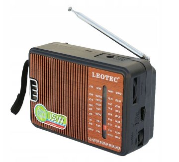 Hordozható vezeték nélküli rádió Leotec LT-607B FM,AM - fa utánzat