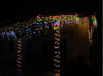Karácsonyi kültéri/benti világítás, 60 jégcsap, 300 LED - 15m - színes