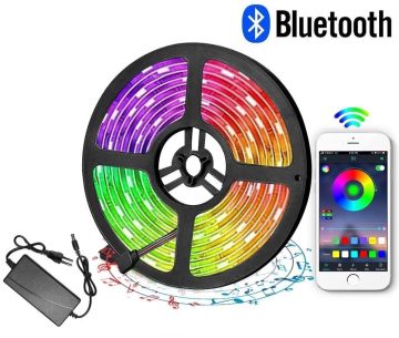 Színes Bluetooth RGB LED szalag, IP65, 220V, 5m